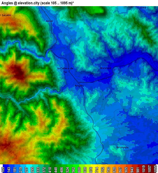 Zoom OUT 2x Anglès, Spain elevation map