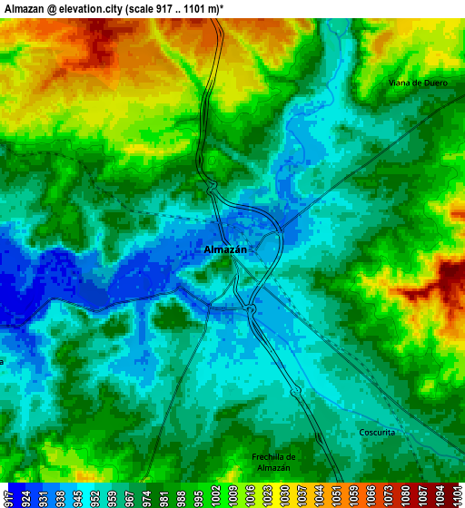 Zoom OUT 2x Almazán, Spain elevation map