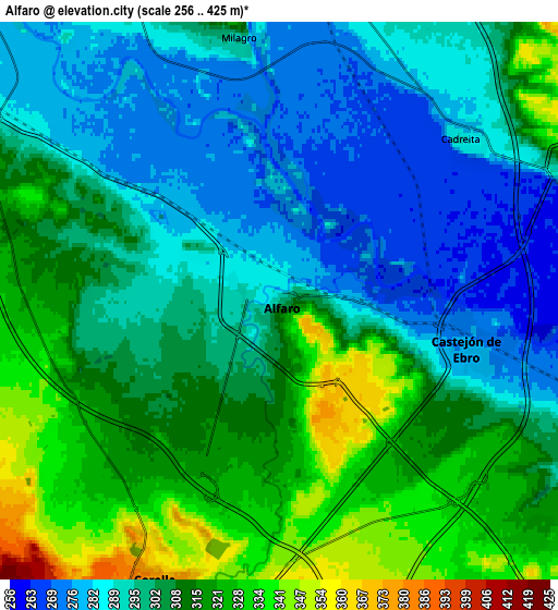 Zoom OUT 2x Alfaro, Spain elevation map