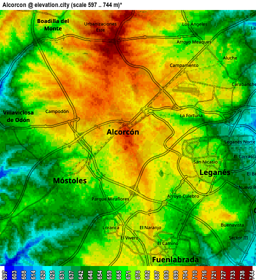 Zoom OUT 2x Alcorcón, Spain elevation map