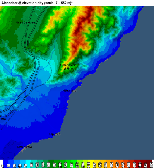 Zoom OUT 2x Alcocéber, Spain elevation map