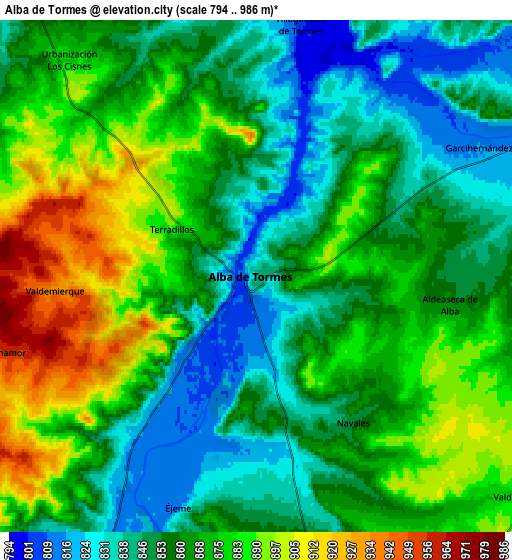 Zoom OUT 2x Alba de Tormes, Spain elevation map