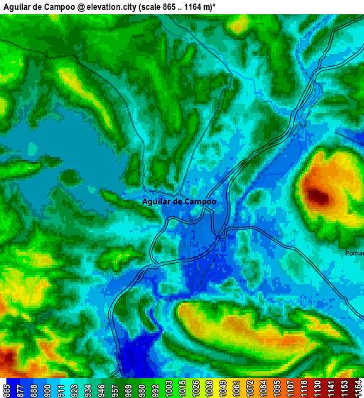 Zoom OUT 2x Aguilar de Campoo, Spain elevation map