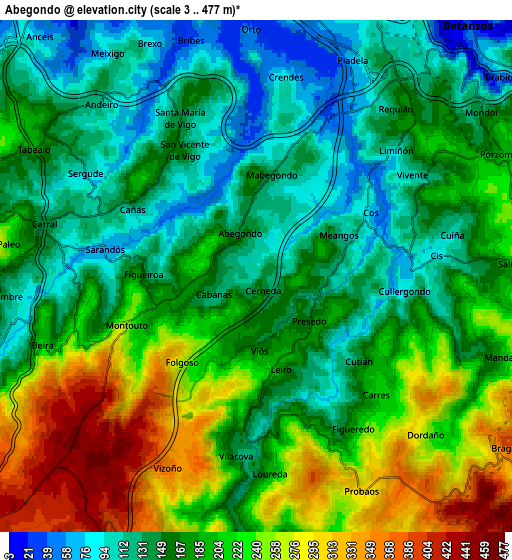 Zoom OUT 2x Abegondo, Spain elevation map