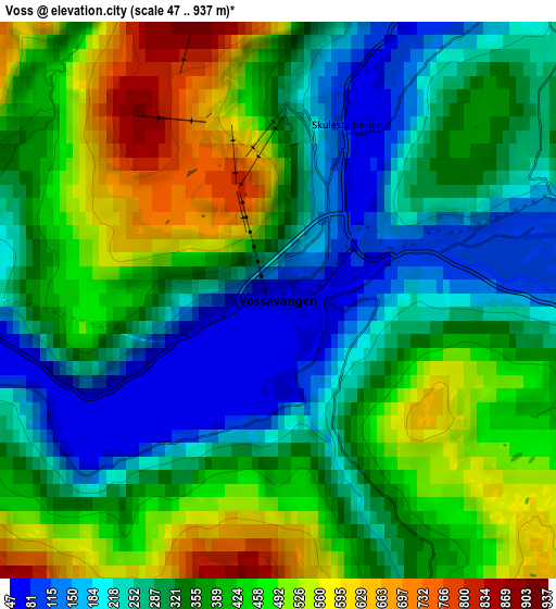 Zoom OUT 2x Voss, Norway elevation map