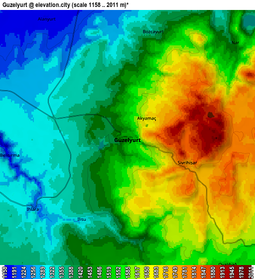 Zoom OUT 2x Güzelyurt, Turkey elevation map