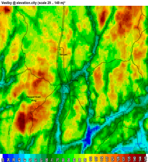 Zoom OUT 2x Vestby, Norway elevation map