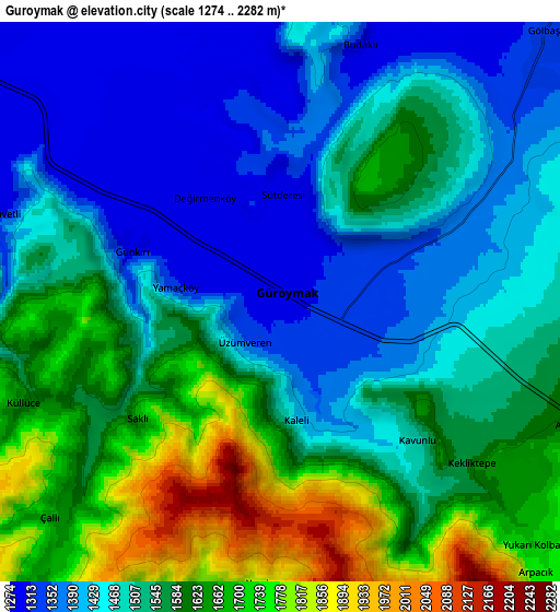 Zoom OUT 2x Güroymak, Turkey elevation map