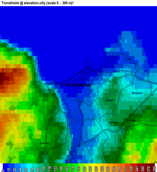 Zoom OUT 2x Trondheim, Norway elevation map