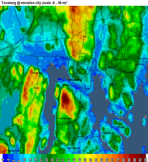 Zoom OUT 2x Tønsberg, Norway elevation map