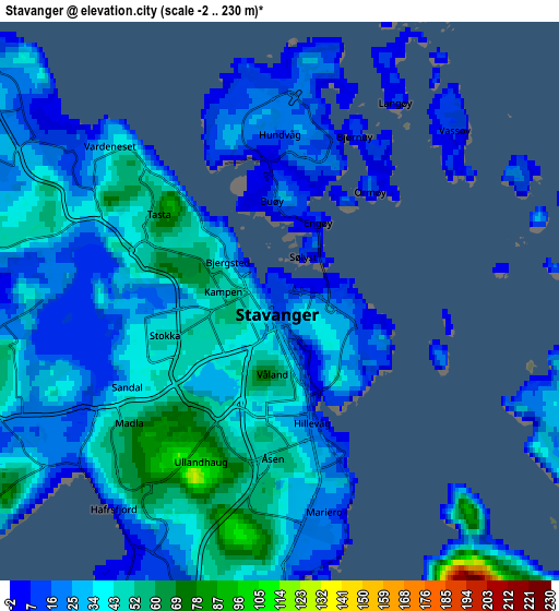 Zoom OUT 2x Stavanger, Norway elevation map