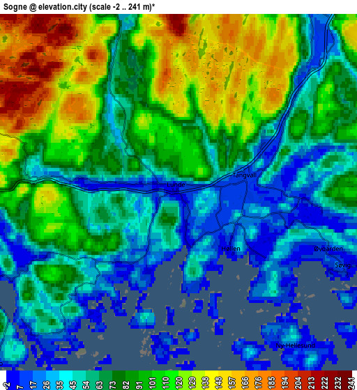 Zoom OUT 2x Søgne, Norway elevation map