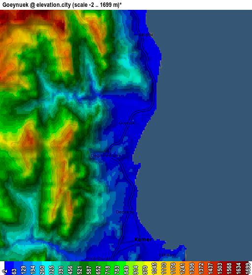 Zoom OUT 2x Göynük, Turkey elevation map