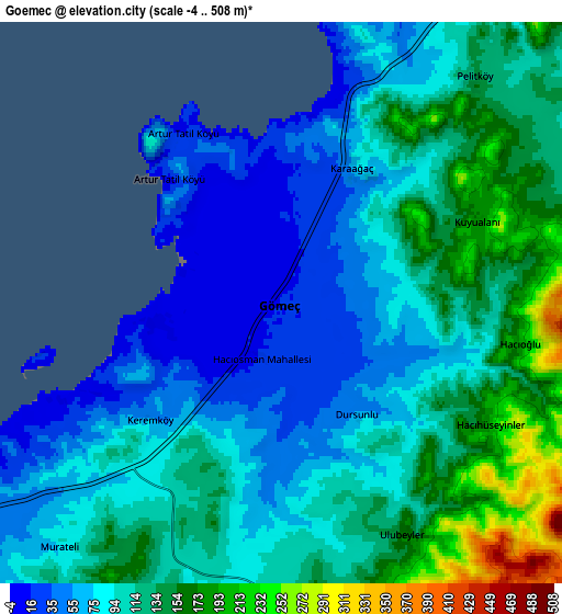 Zoom OUT 2x Gömeç, Turkey elevation map