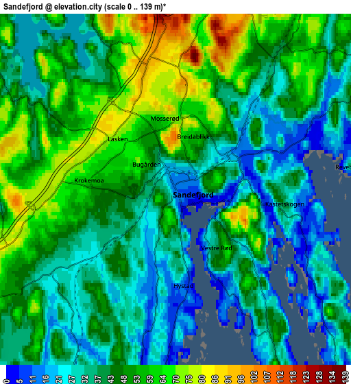 Zoom OUT 2x Sandefjord, Norway elevation map