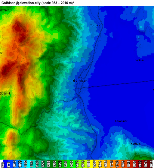 Zoom OUT 2x Gölhisar, Turkey elevation map