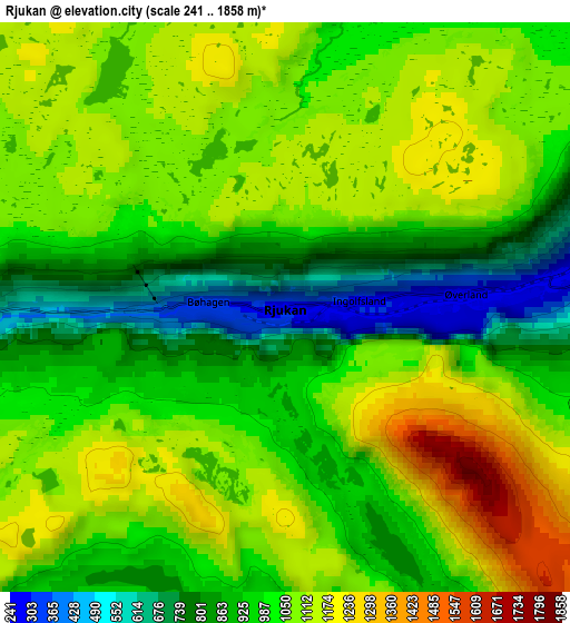 Zoom OUT 2x Rjukan, Norway elevation map