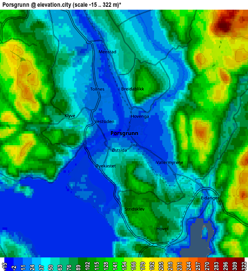 Zoom OUT 2x Porsgrunn, Norway elevation map