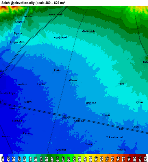 Zoom OUT 2x Selah, Turkey elevation map