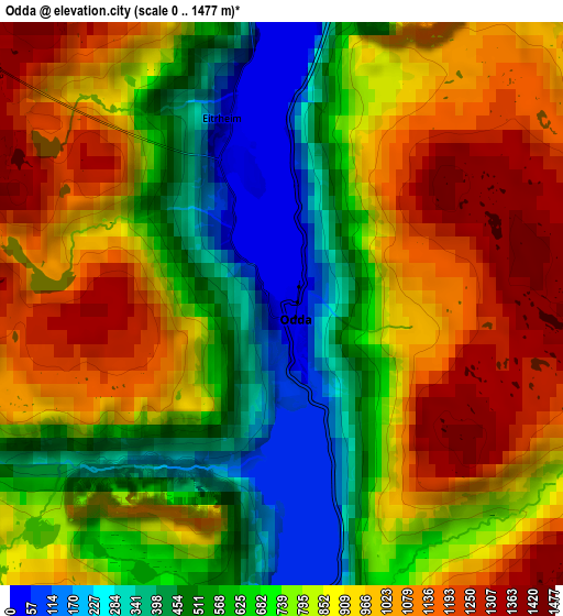 Zoom OUT 2x Odda, Norway elevation map