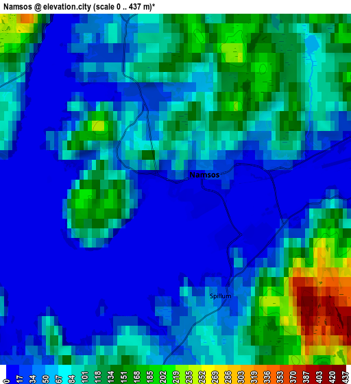 Zoom OUT 2x Namsos, Norway elevation map