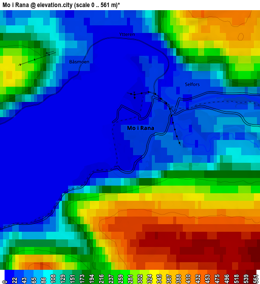 Zoom OUT 2x Mo i Rana, Norway elevation map