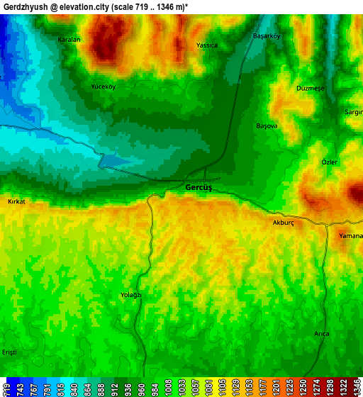 Zoom OUT 2x Gerdzhyush, Turkey elevation map