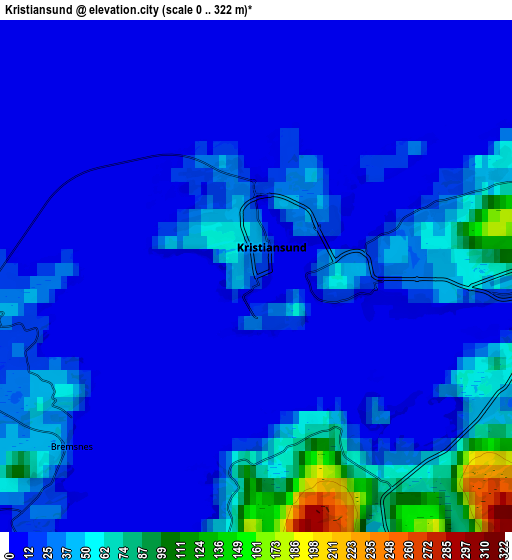 Zoom OUT 2x Kristiansund, Norway elevation map