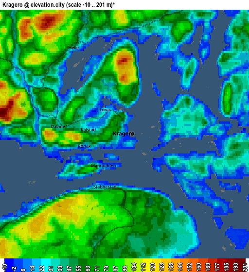 Zoom OUT 2x Kragerø, Norway elevation map