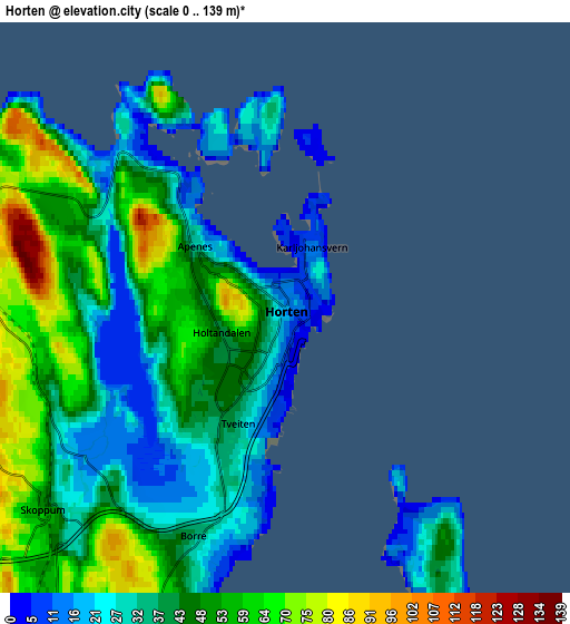 Zoom OUT 2x Horten, Norway elevation map