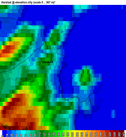 Zoom OUT 2x Harstad, Norway elevation map