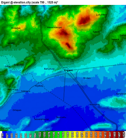 Zoom OUT 2x Ergani, Turkey elevation map