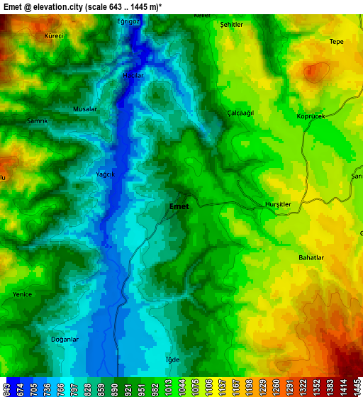 Zoom OUT 2x Emet, Turkey elevation map