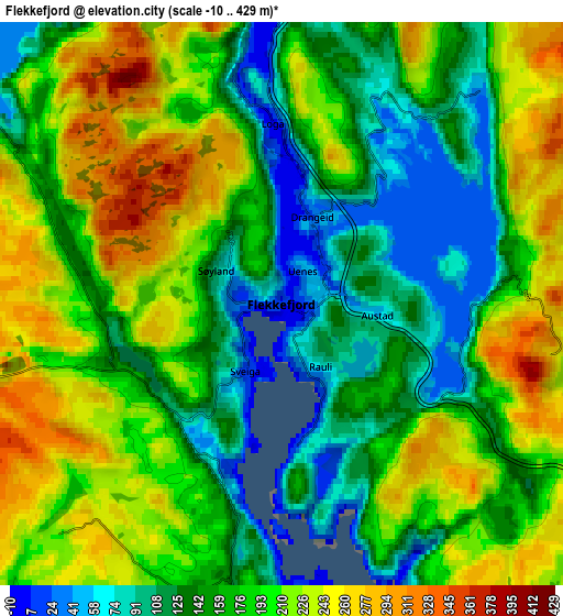 Zoom OUT 2x Flekkefjord, Norway elevation map