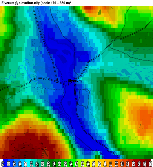 Zoom OUT 2x Elverum, Norway elevation map