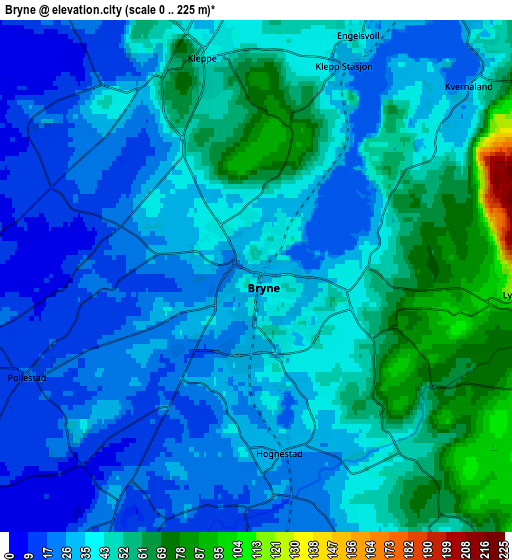 Zoom OUT 2x Bryne, Norway elevation map