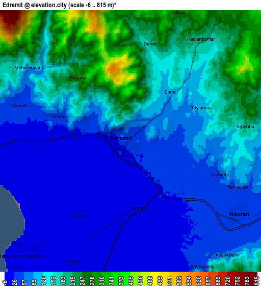 Zoom OUT 2x Edremit, Turkey elevation map