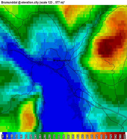 Zoom OUT 2x Brumunddal, Norway elevation map