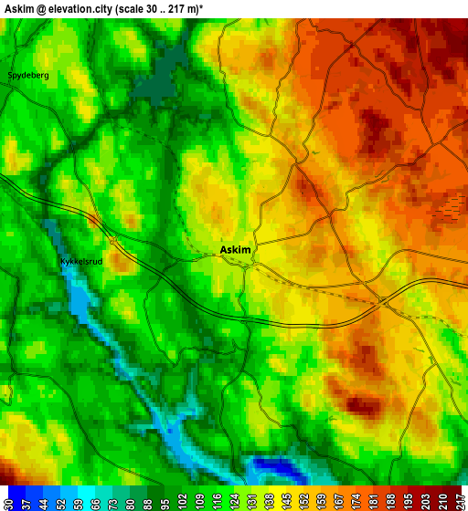 Zoom OUT 2x Askim, Norway elevation map