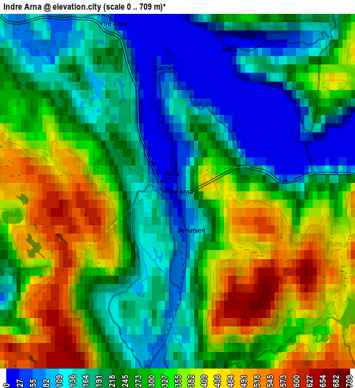 Zoom OUT 2x Indre Arna, Norway elevation map