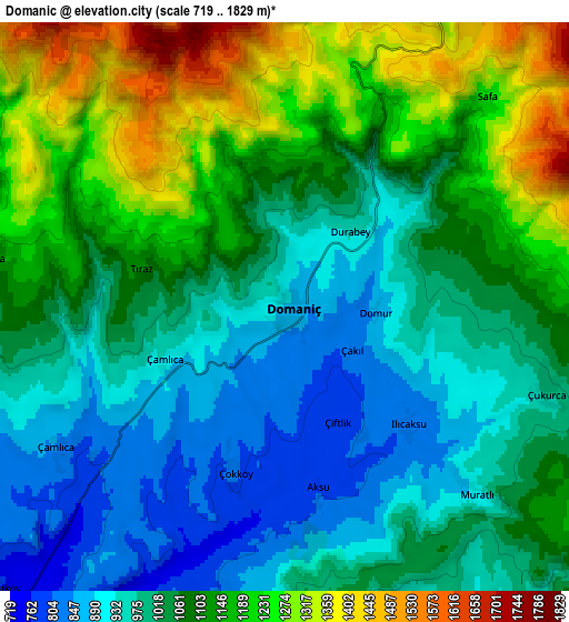 Zoom OUT 2x Domaniç, Turkey elevation map