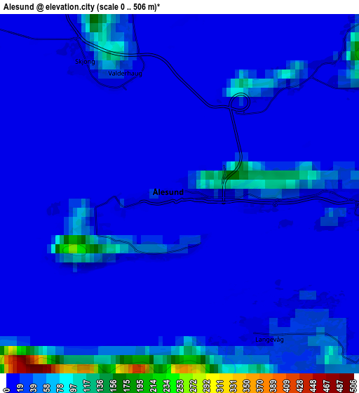 Zoom OUT 2x Ålesund, Norway elevation map