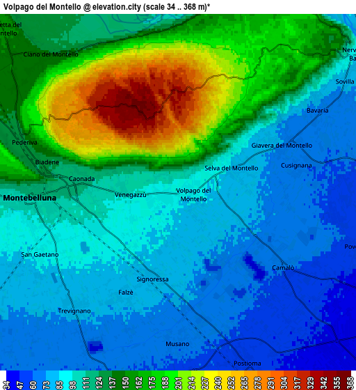 Zoom OUT 2x Volpago del Montello, Italy elevation map