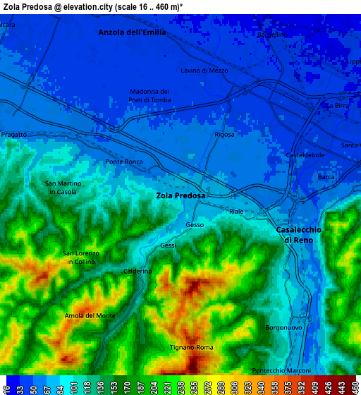 Zoom OUT 2x Zola Predosa, Italy elevation map