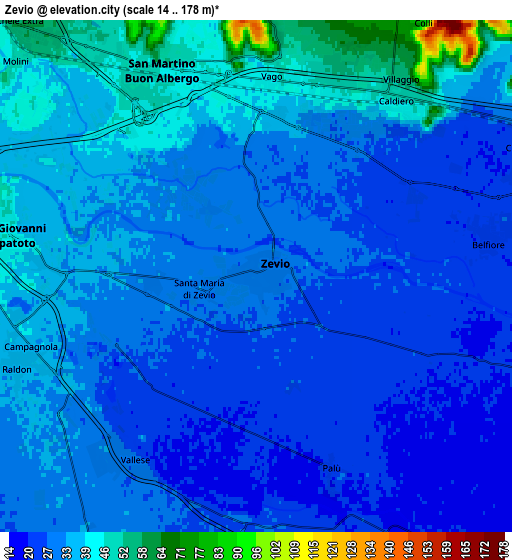 Zoom OUT 2x Zevio, Italy elevation map