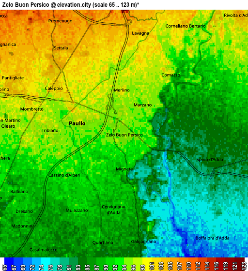 Zoom OUT 2x Zelo Buon Persico, Italy elevation map