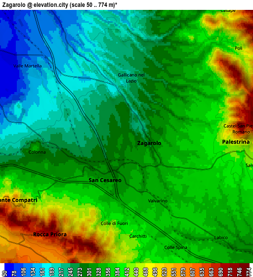 Zoom OUT 2x Zagarolo, Italy elevation map