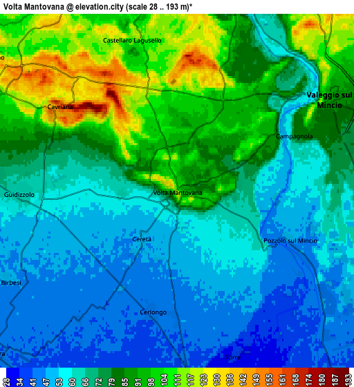 Zoom OUT 2x Volta Mantovana, Italy elevation map