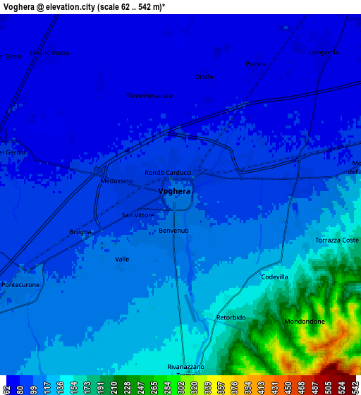 Zoom OUT 2x Voghera, Italy elevation map