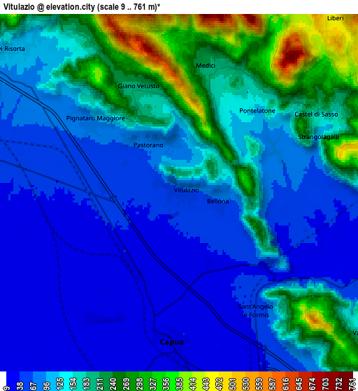 Zoom OUT 2x Vitulazio, Italy elevation map